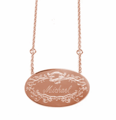 Large Signature Pendant Flanked By Two Precious Stones