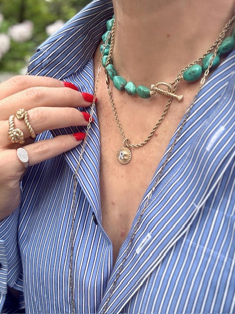Leona Turquoise Nugget Toggle Necklace