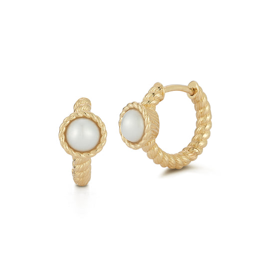 Leona Round Pearl Huggies