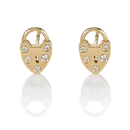 Heart Padlock Diamond Earrings