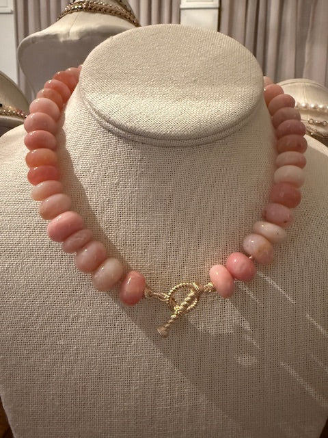 Leona Pink Opal Statement Toggle Necklace