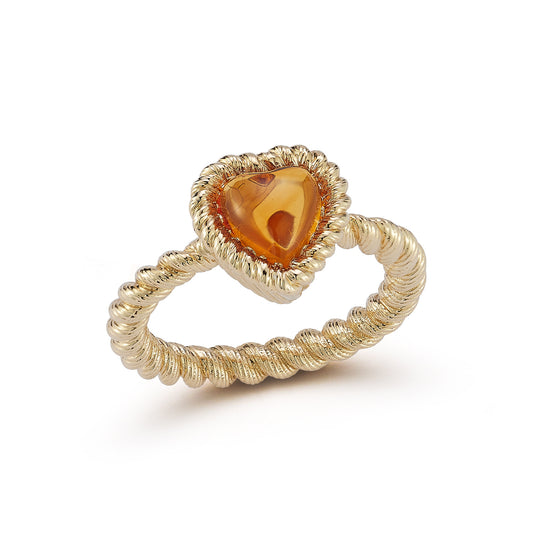 Leona Small Citrine Heart Ring