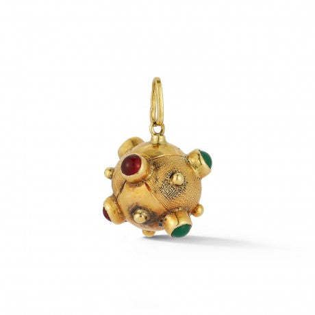 Estate 18k Gold Ruby and Emerald Sputnik Charm
