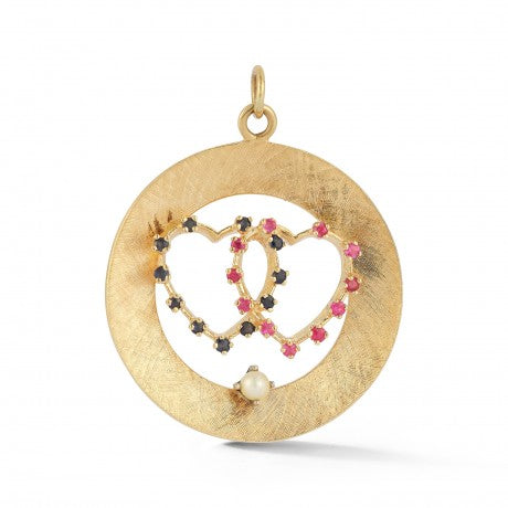 Estate Large Sapphire Heart Disc Charm