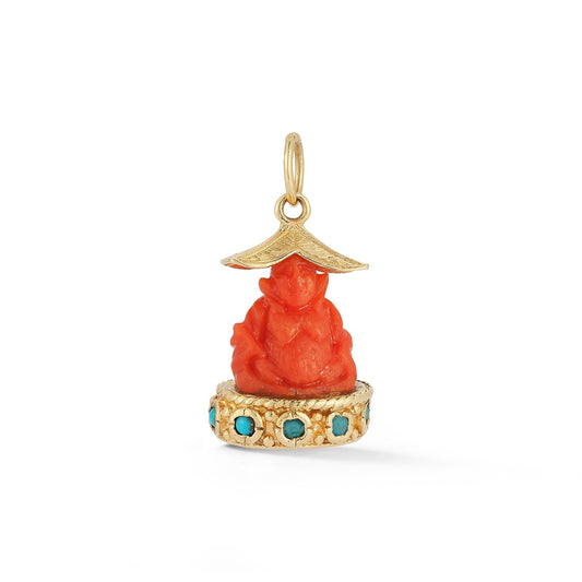 Estate Coral and Turquoise Buddha Charm