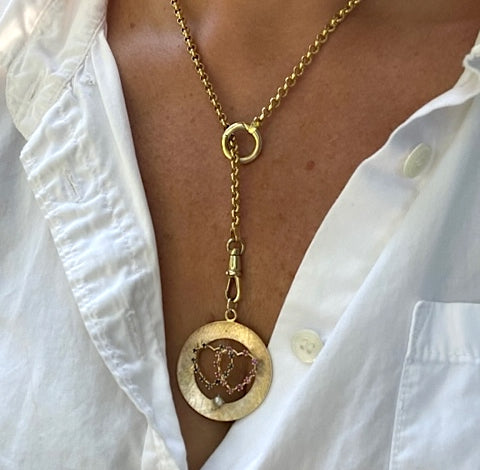 Estate Large Sapphire Heart Disc Charm