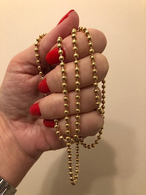 Large Solid Gold Ball Chain 3mm