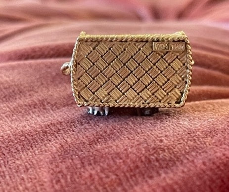 Estate 18k Rare Flower Basket Charm
