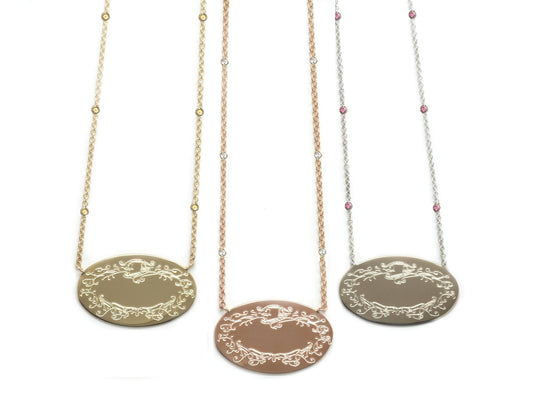 Small Signature Pendants on Precious Stone Chains