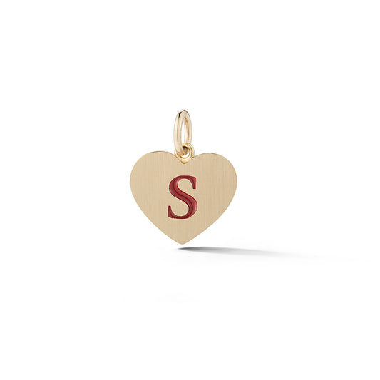 Enamel Initial Heart Charm