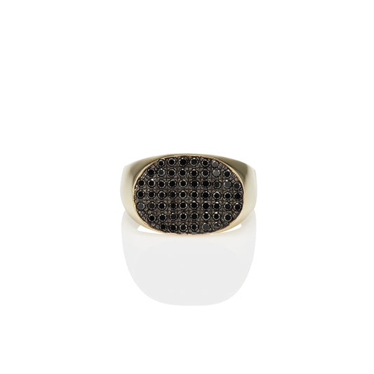 Statement Diamond Encrusted Signet Ring