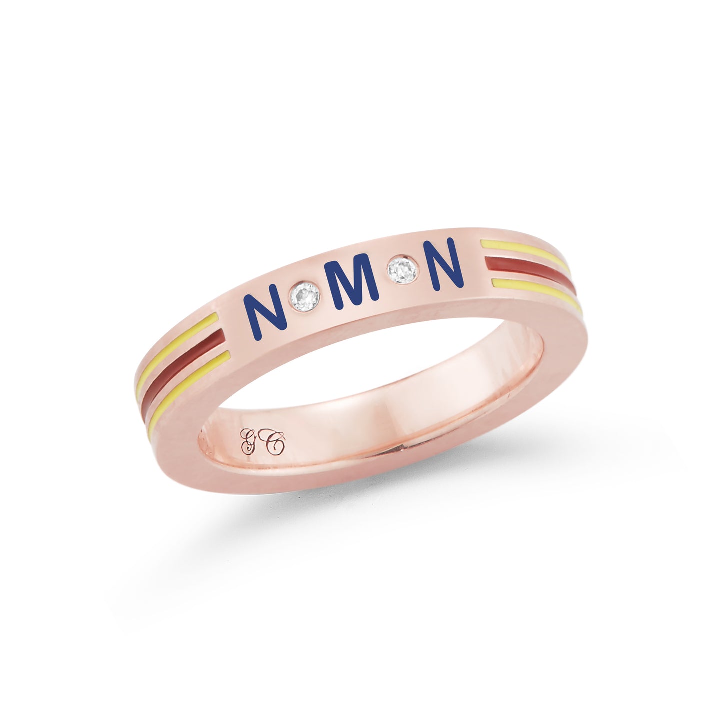 Personalized Enamel Striped Band Ring