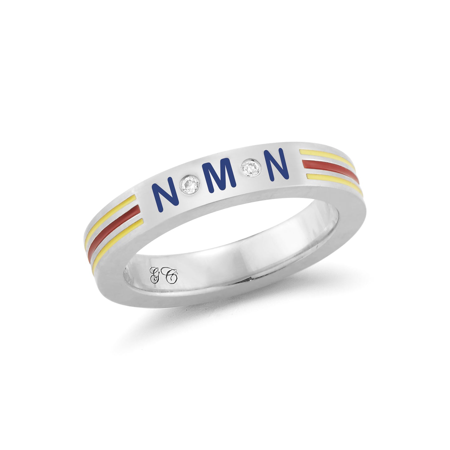 Personalized Enamel Striped Band Ring