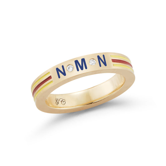 Personalized Enamel Striped Band Ring