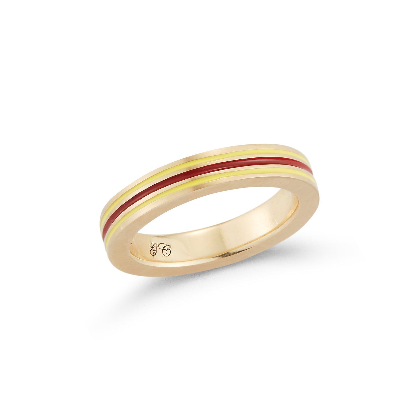 Personalized Enamel Striped Band Ring