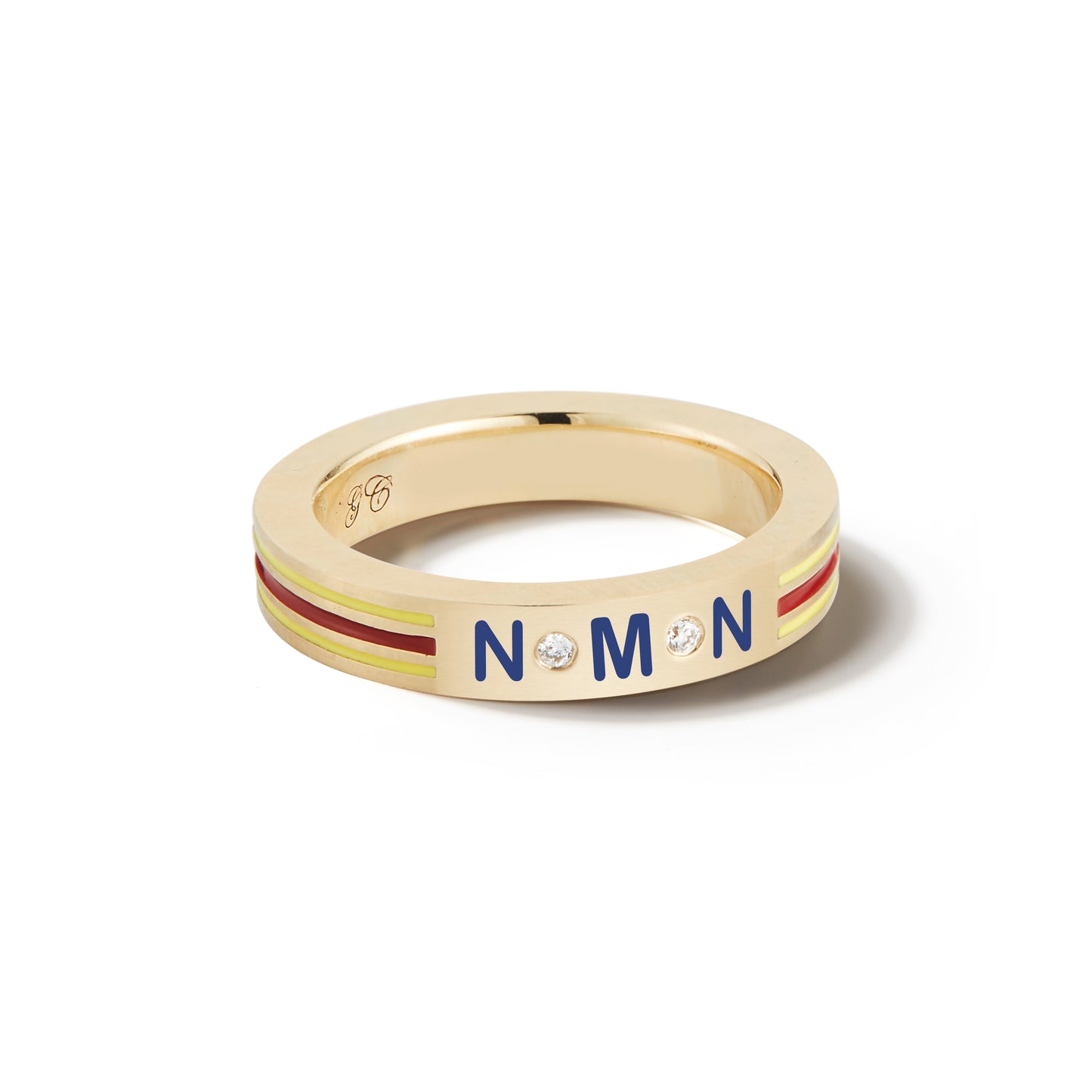 Personalized Enamel Striped Band Ring