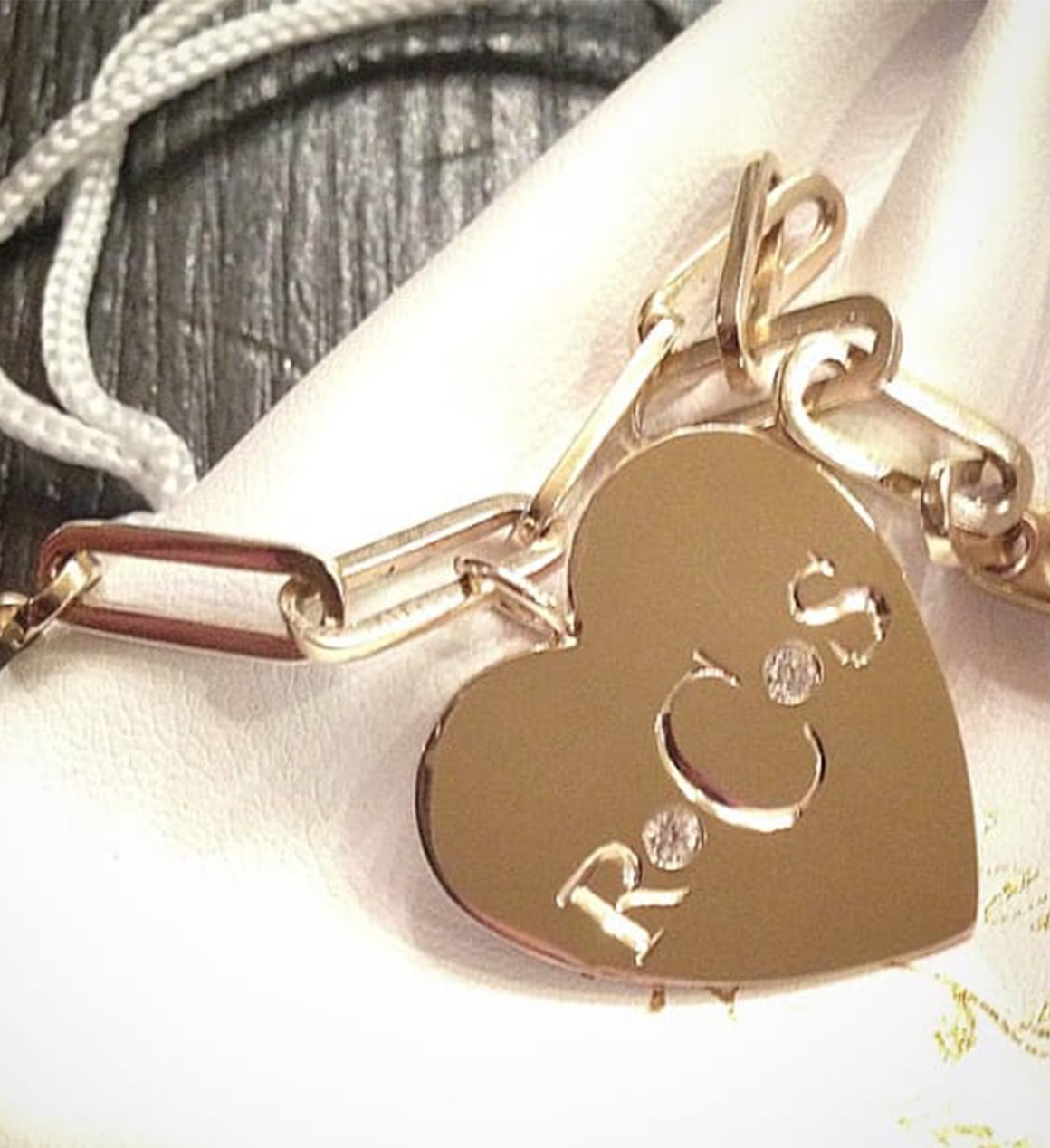 Monogram Diamond Heart Charm