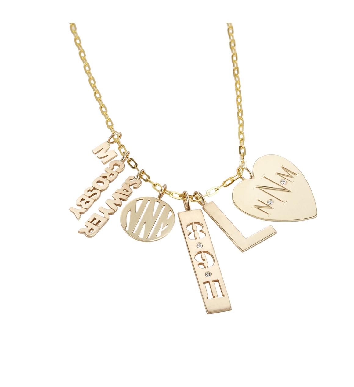 Monogram Diamond Heart Charm