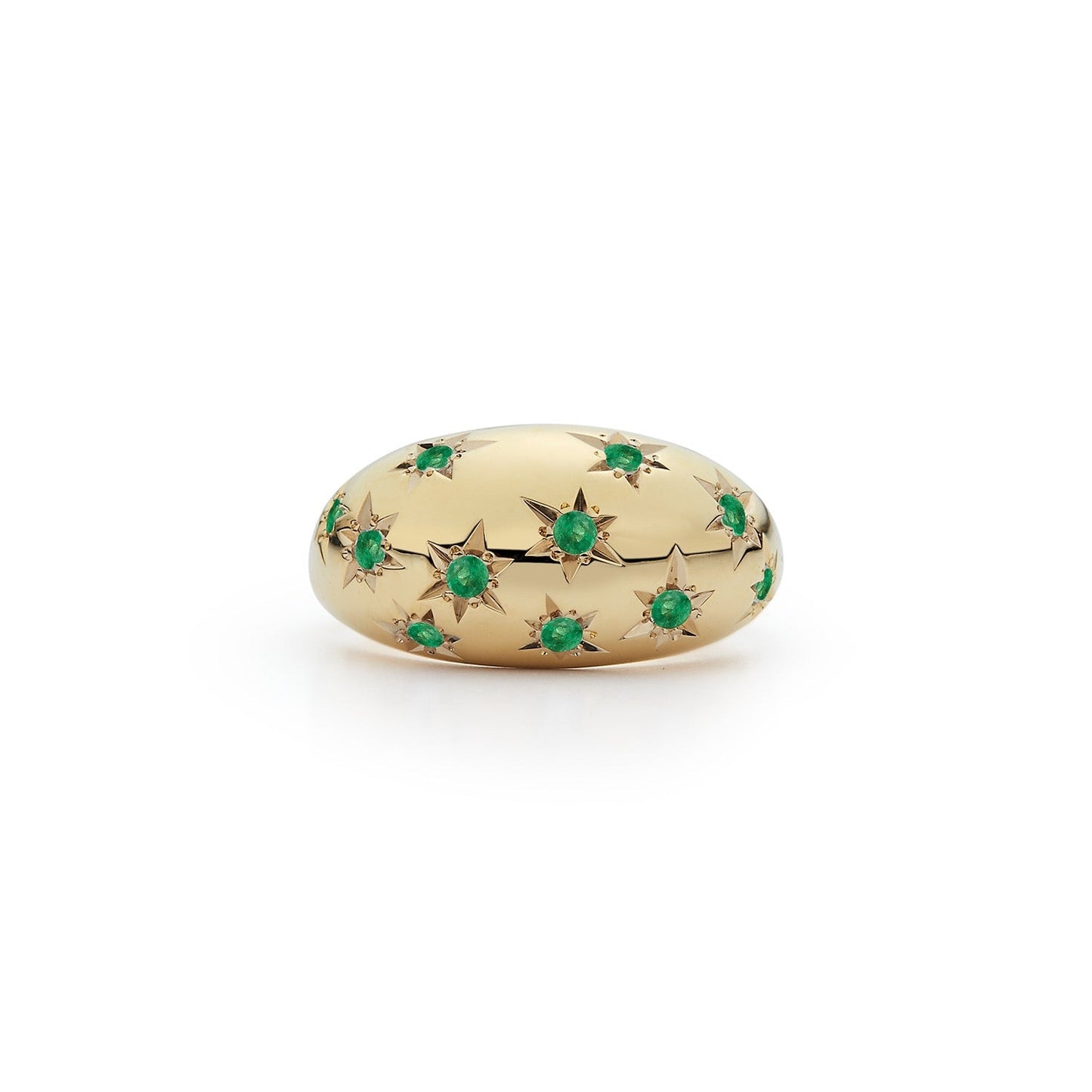 Emerald Starburst Dome Ring