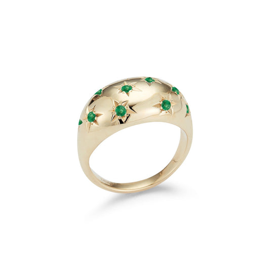 Emerald Starburst Dome Ring
