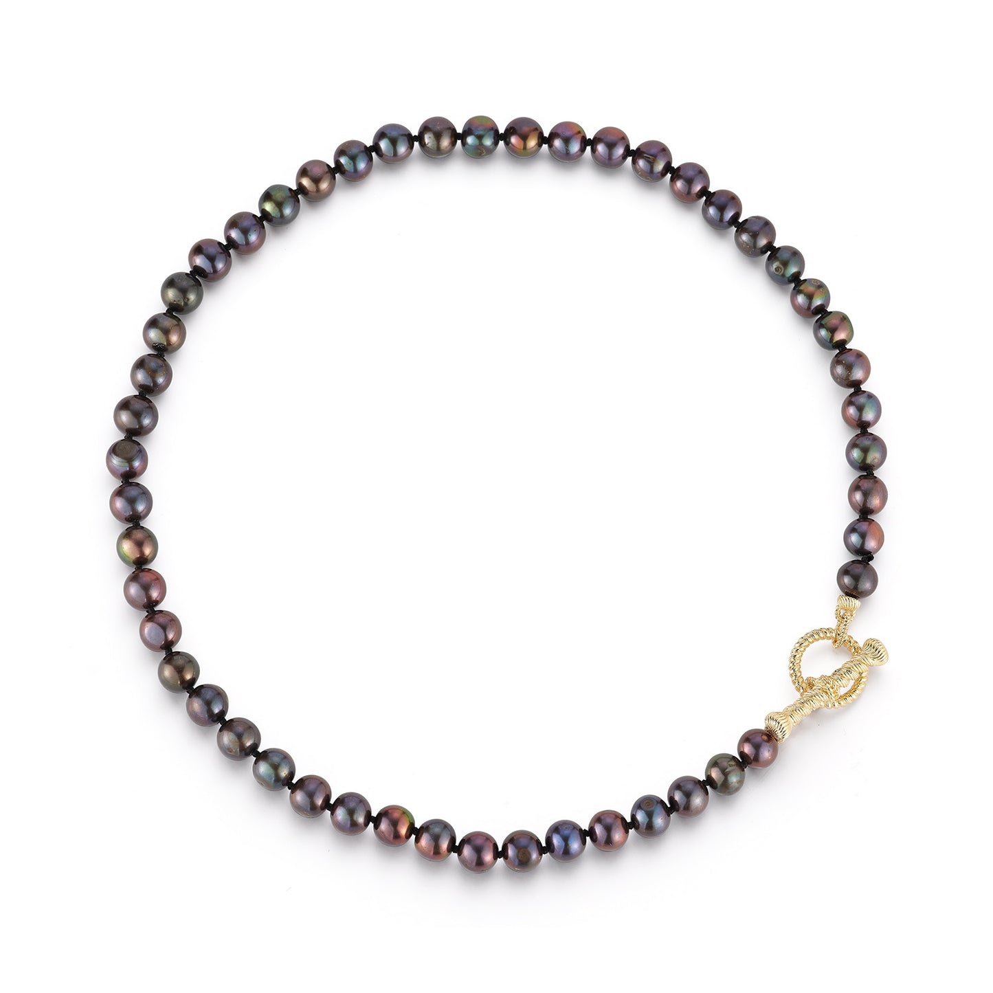 Leona Black Peacock Pearl Toggle Necklace