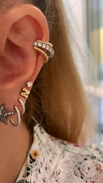 Rope Three Row and Diamond Ear Cuff