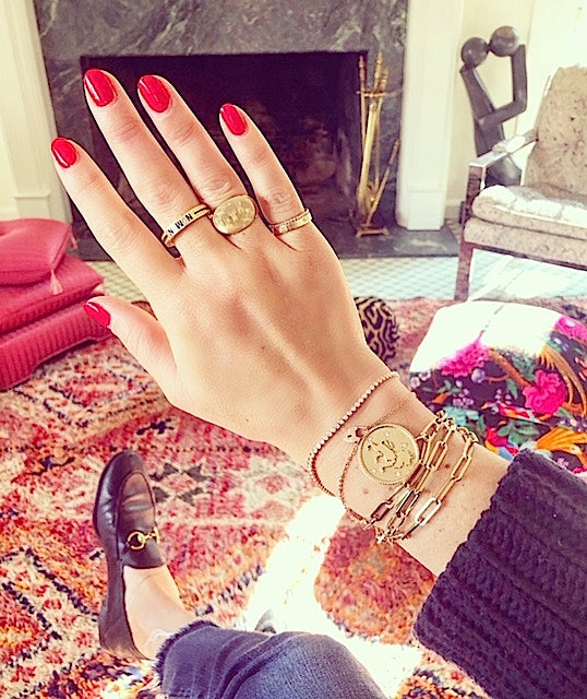 Stacking Band Rings with Inset Diamonds