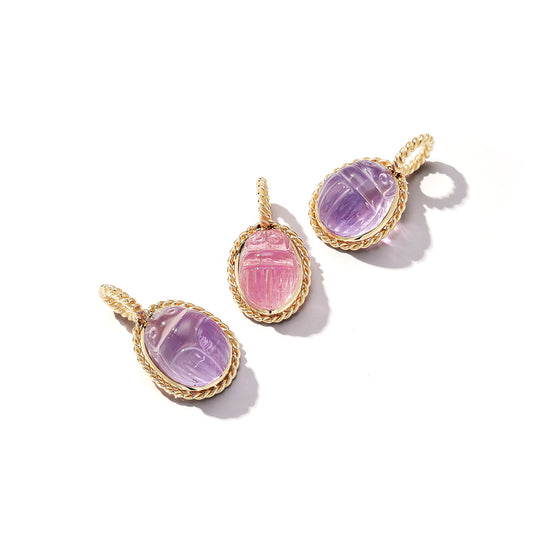 Hand Carved One-Of-A-Kind Amethyst Scarab Charm