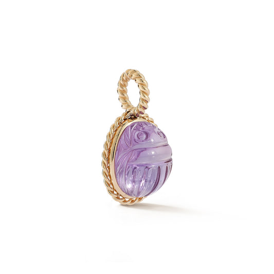 Hand Carved One-Of-A-Kind Amethyst Scarab Charm