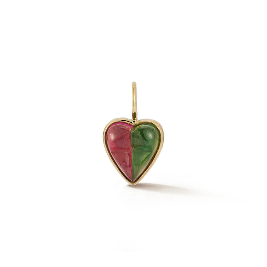 Pink and Green Bicolor Tourmaline Heart Charm