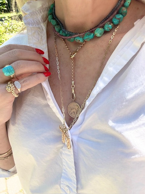Leona Turquoise Nugget Toggle Necklace