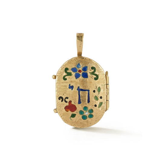 Hand painted Enamel Chai Locket