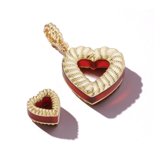 New Leona Collection  Large Agate Inlay Heart Charm