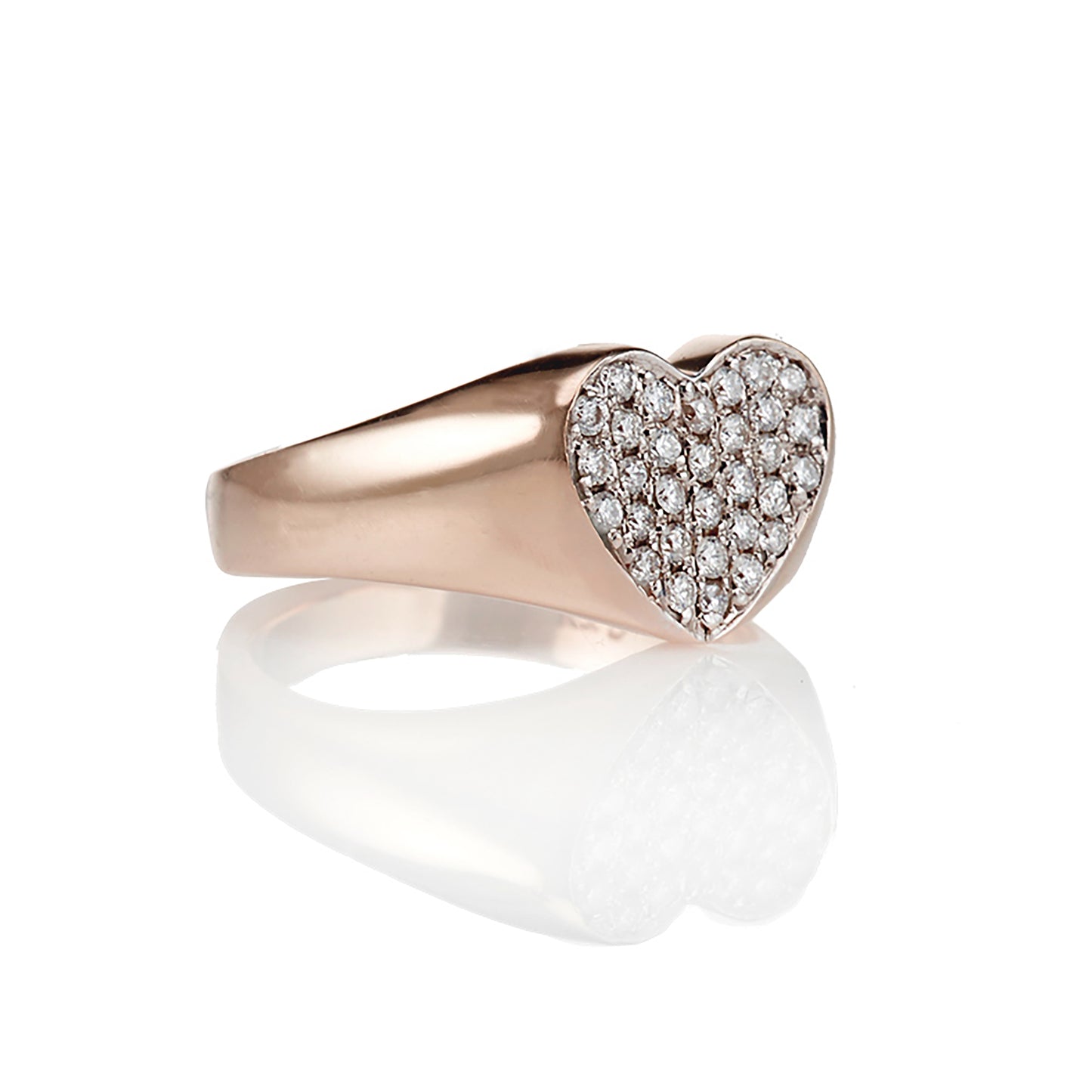 Diamond Encrusted Heart Signet Ring