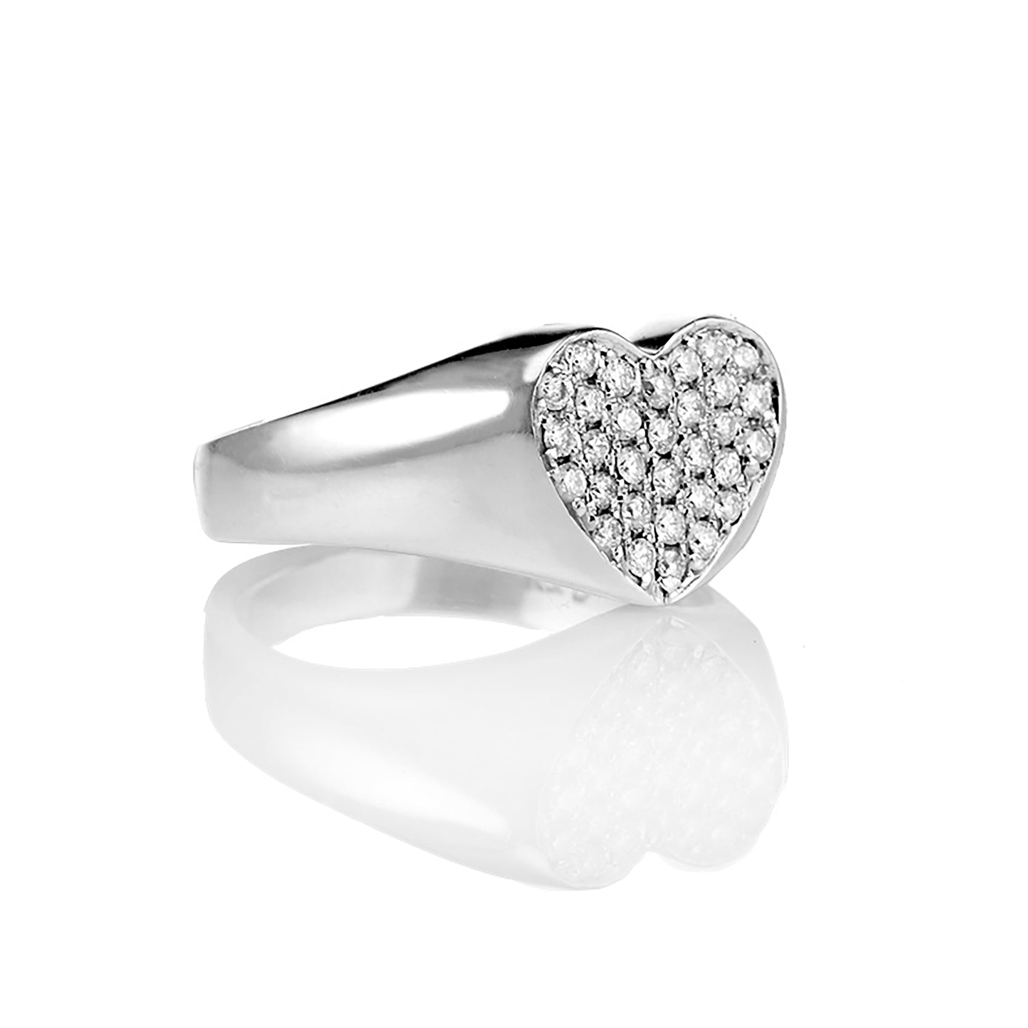 Diamond Encrusted Heart Signet Ring
