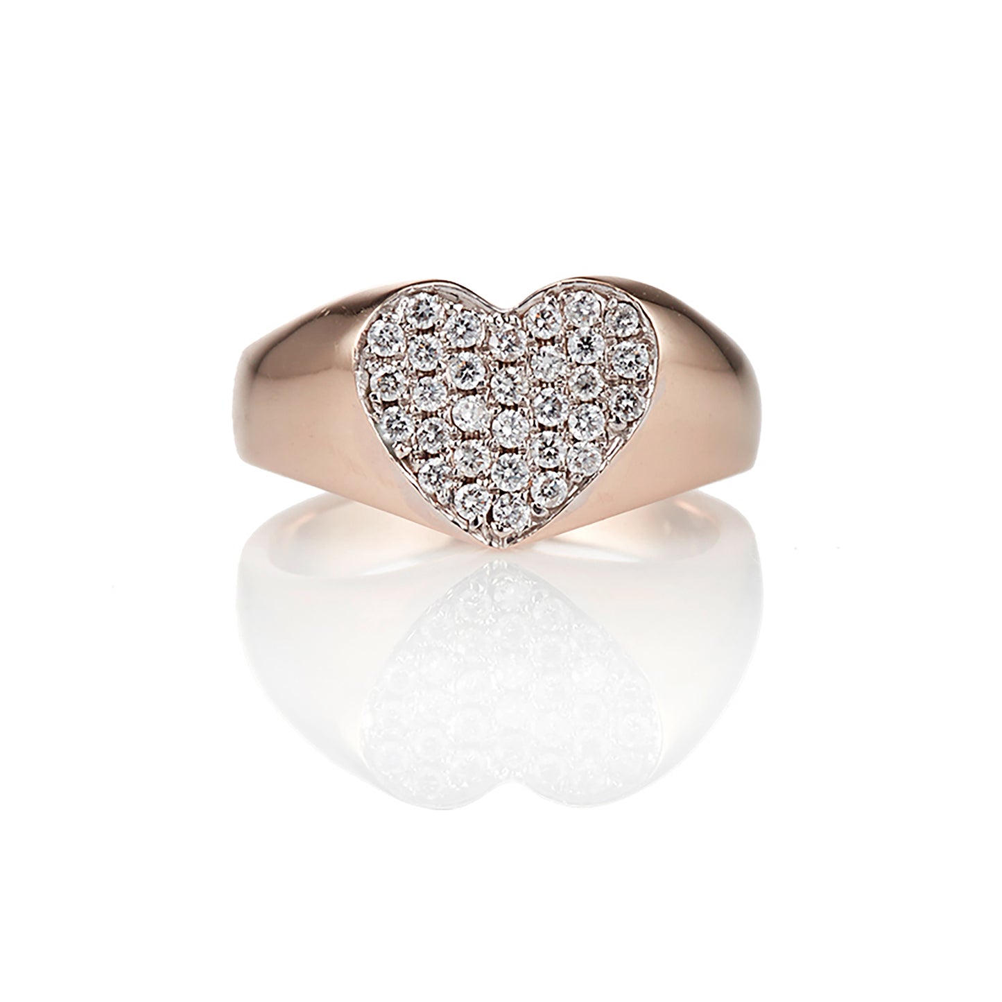 Diamond Encrusted Heart Signet Ring