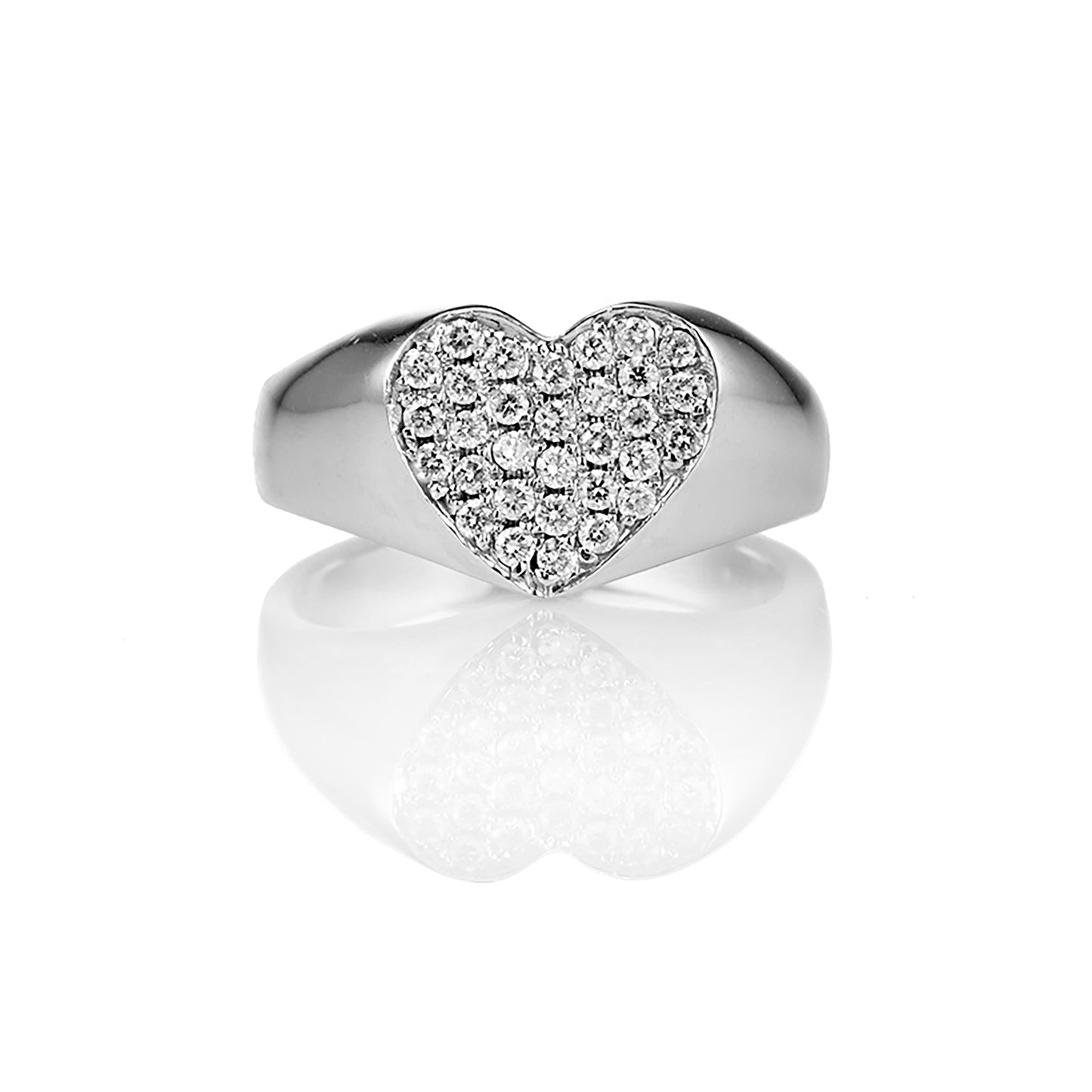 Diamond Encrusted Heart Signet Ring
