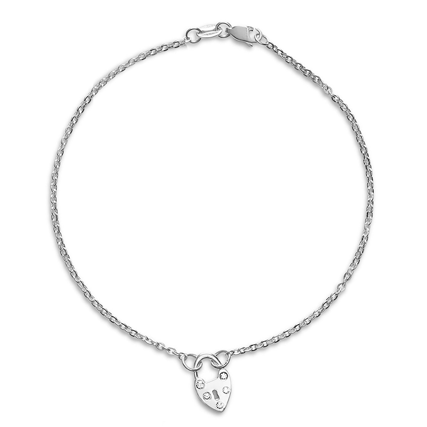Diamond Heart Padlock Bracelet
