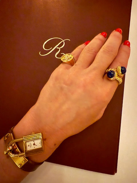 Large Leona Bypass Ring in Lapis