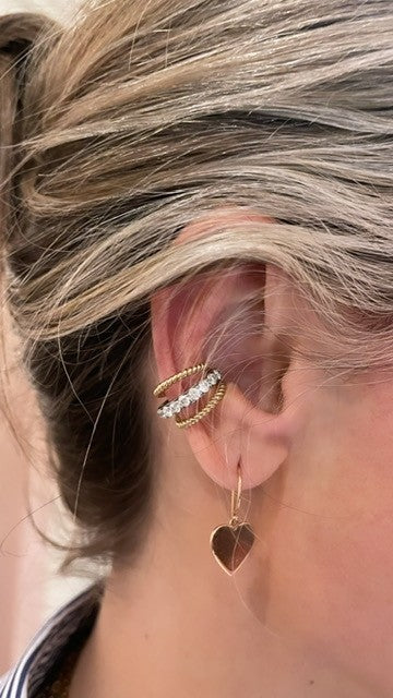Rope Three Row and Diamond Ear Cuff