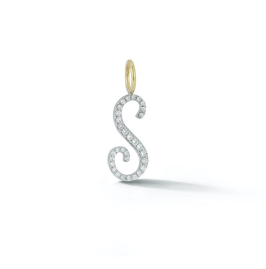 Large Diamond Script Initial Charm