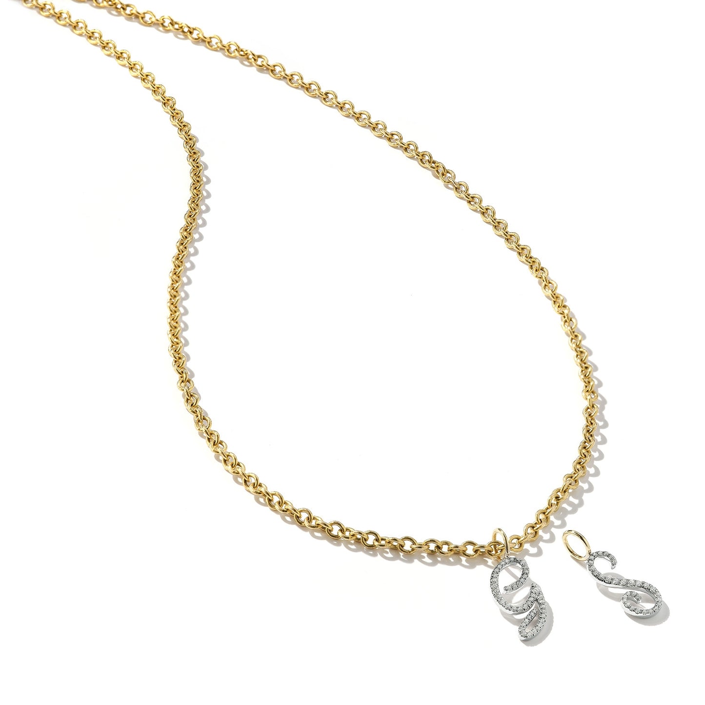 Large Diamond Script Initial Charm