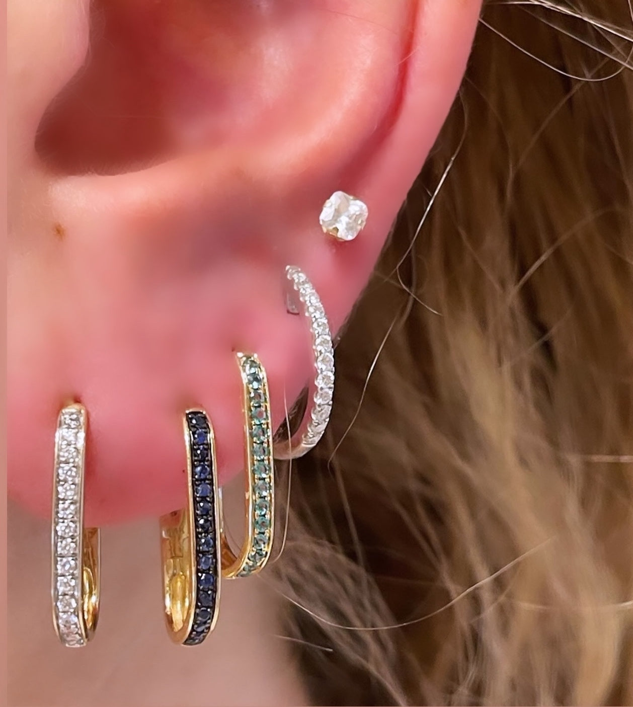 Emerald Paper Clip Earrings