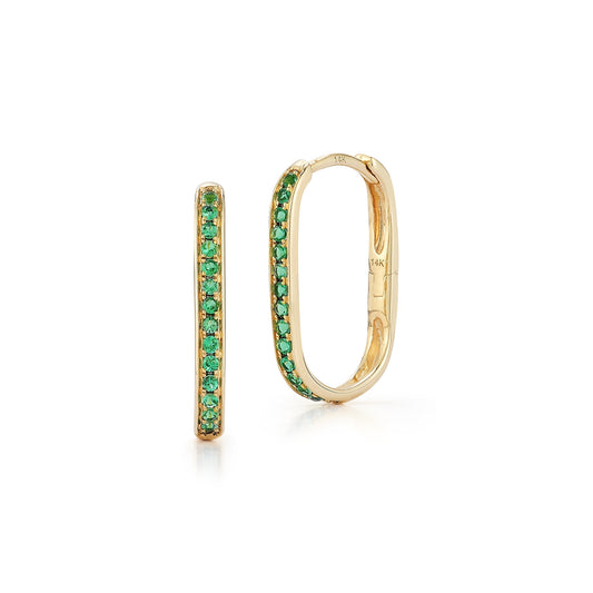 Emerald Paper Clip Earrings