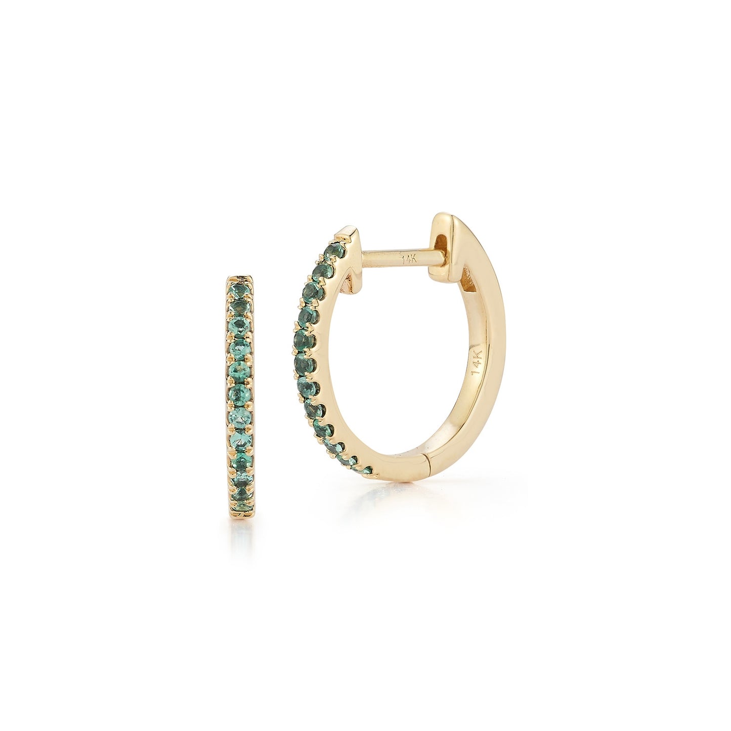 Medium Emerald Sapphire Round Huggies