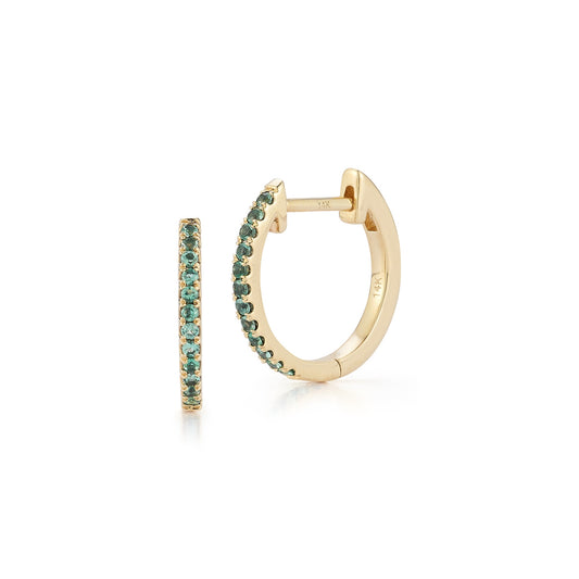 Medium Emerald Sapphire Round Huggies