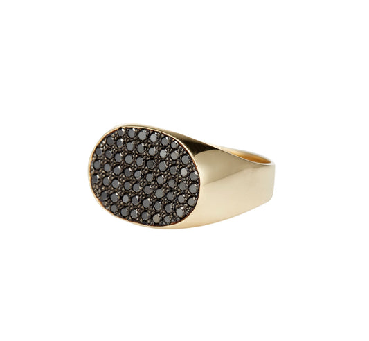 Statement Diamond Encrusted Signet Ring