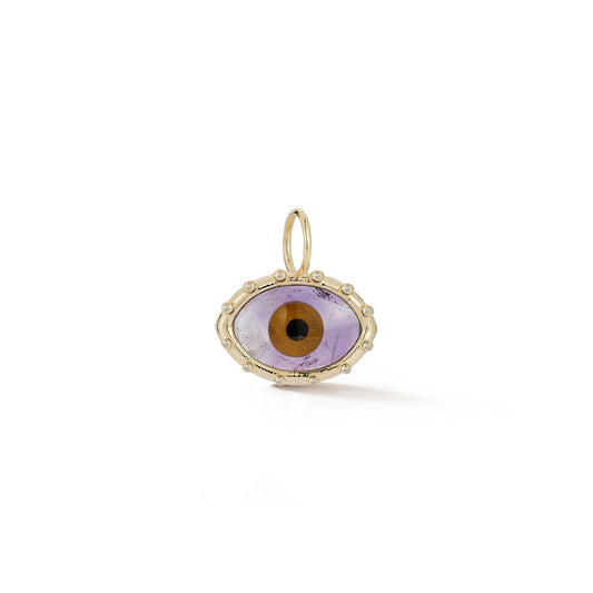 Amethyst, Tigers Eye and Onyx Evil Eye Charm