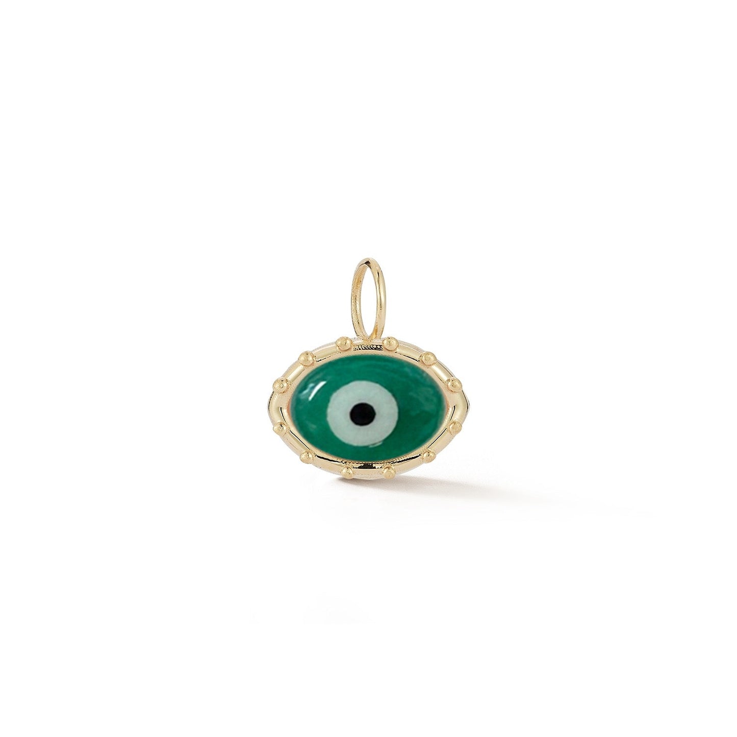 Green Agate, Tigers Eye and Onyx Evil Eye Charm