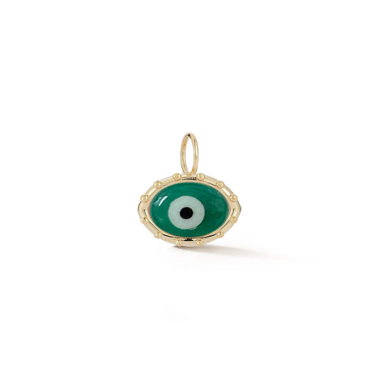 Green Agate, Tigers Eye and Onyx Evil Eye Charm